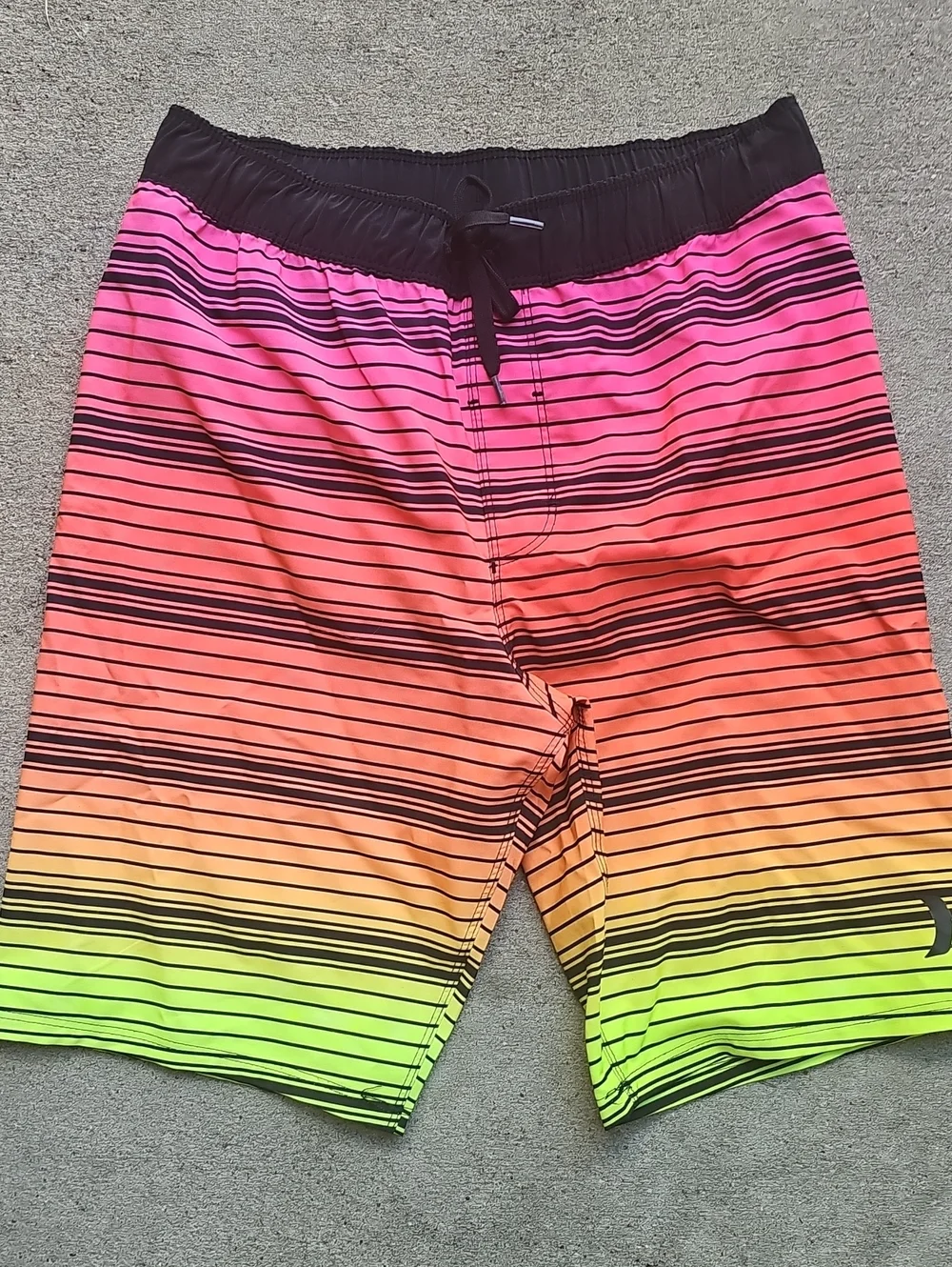 Hurley Neon Gradient Stripe Swim Trunks Shorts Pink Orange Yellow Green Ombre 10